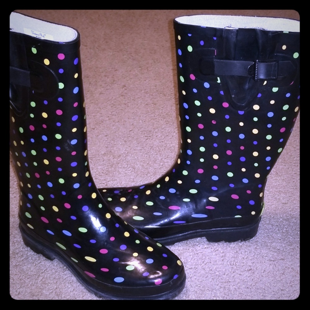 **SOLD** Western Chief Black Multicolor Polka Dot
